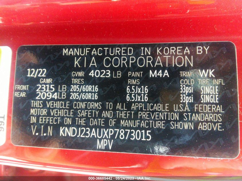 2023 KIA SOUL S - KNDJ23AUXP7873015