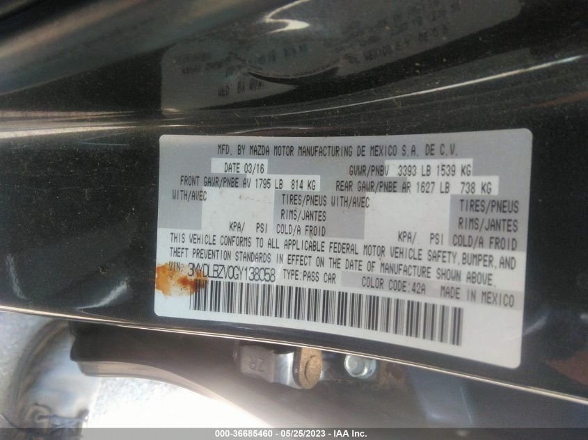 2016 TOYOTA SCION 3MYDLBZV0GY138058