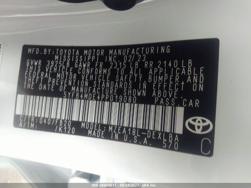 2023 TOYOTA COROLLA LE - 5YFB4MDE4PP019080