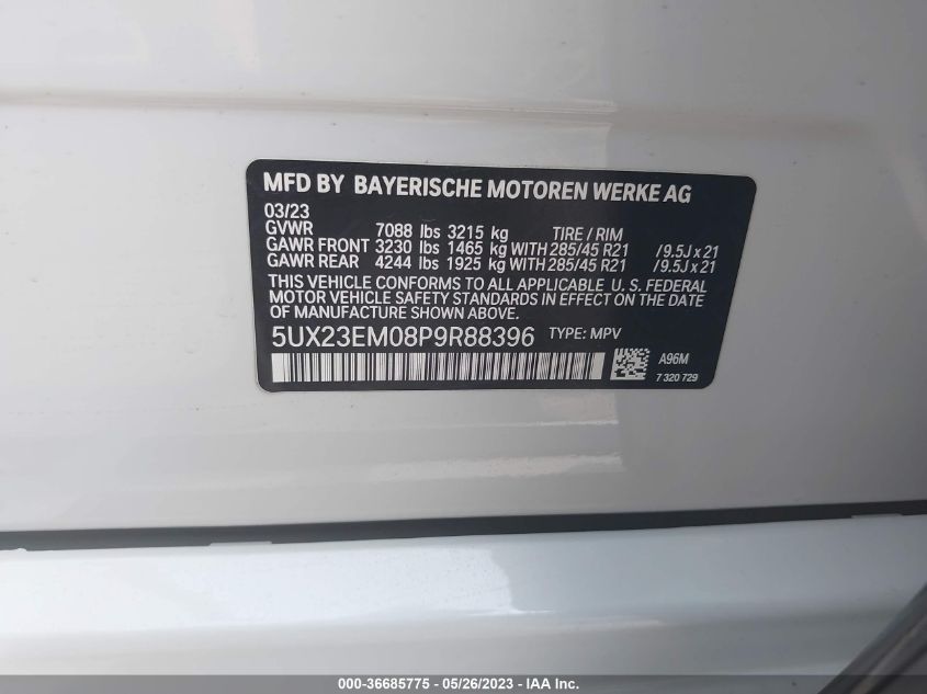 2023 BMW X7 XDRIVE40I - 5UX23EM08P9R88396