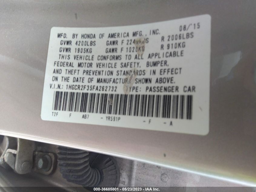 2015 HONDA ACCORD SEDAN LX - 1HGCR2F35FA262732