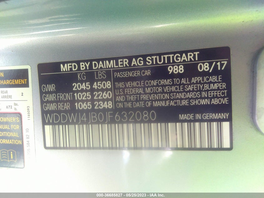 VIN WDDWJ4JB0JF632080 2018 MERCEDES-BENZ C-CLASS C 300