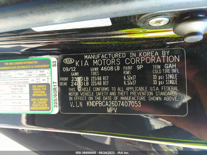 2013 KIA SPORTAGE LX - KNDPBCA26D7407053