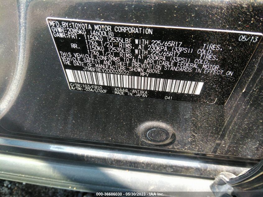 2013 TOYOTA RAV4 LE - JTMBFREV2DD023522
