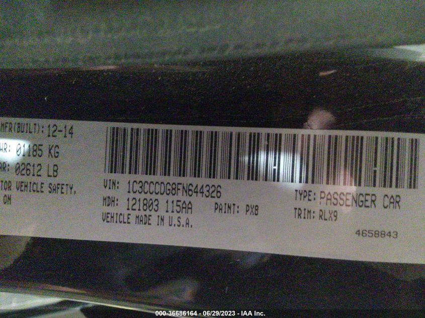 2015 CHRYSLER 200 S - 1C3CCCDG8FN644326