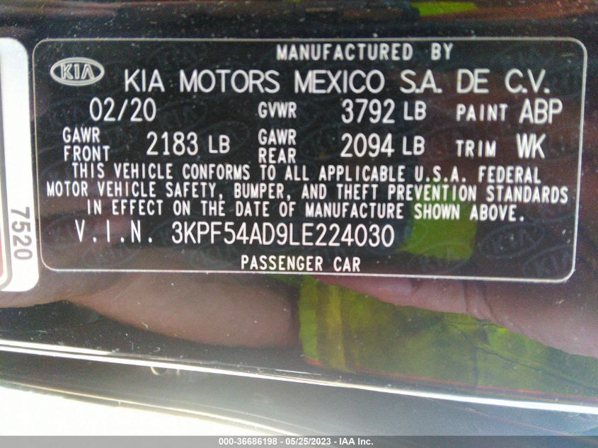 2020 KIA FORTE EX - 3KPF54AD9LE224030