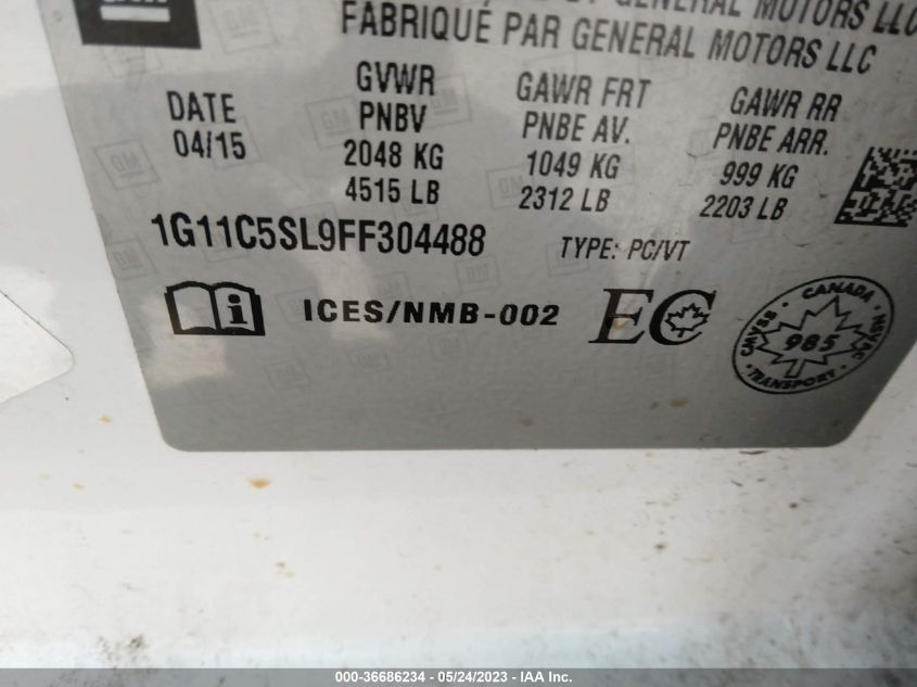 2015 CHEVROLET MALIBU LT - 1G11C5SL9FF304488