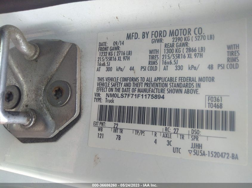 2015 FORD TRANSIT CONNECT XLT - NM0LS7F71F1175894