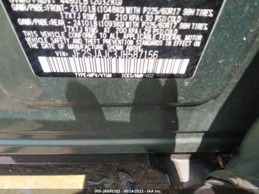 2018 SUBARU FORESTER LIMITED - JF2SJAJC3JH587156