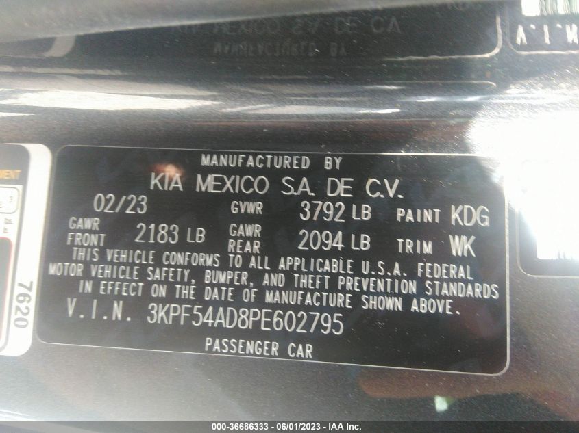 2023 KIA FORTE GT-LINE - 3KPF54AD8PE602795
