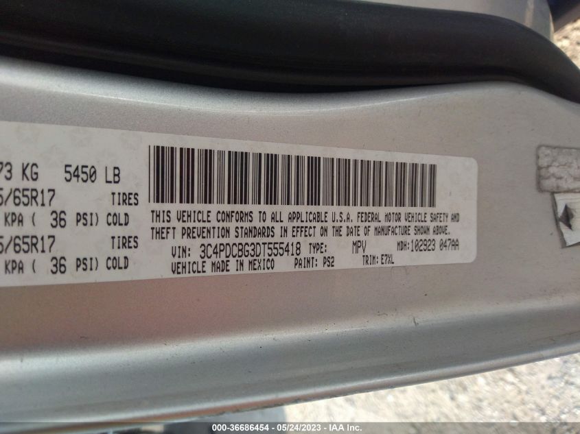 2013 DODGE JOURNEY SXT - 3C4PDCBG3DT555418