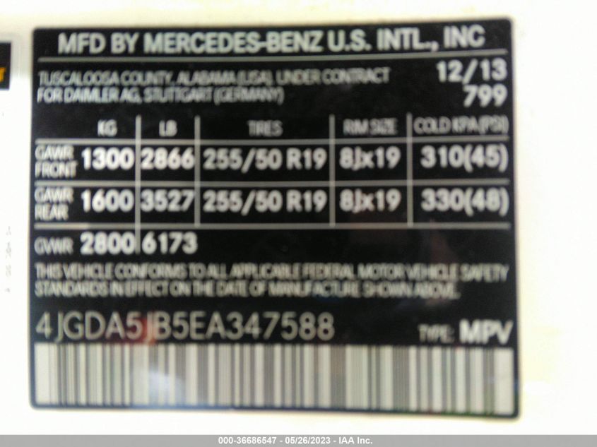 2014 MERCEDES-BENZ M-CLASS ML 350 - 4JGDA5JB5EA347588