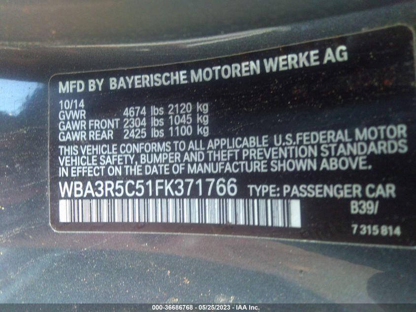 2015 BMW 4 SERIES 435I XDRIVE - WBA3R5C51FK371766