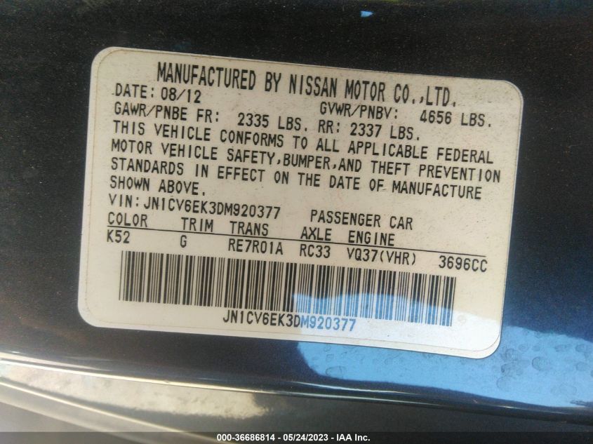 2013 INFINITI G37 COUPE JOURNEY - JN1CV6EK3DM920377