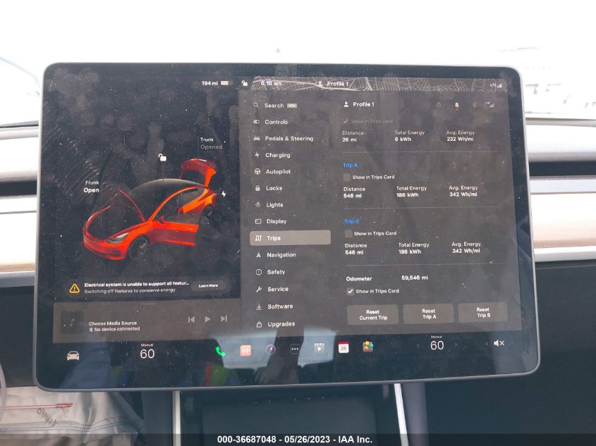 2018 TESLA MODEL 3 RANGE BATTERY - 5YJ3E1EA5JF044228