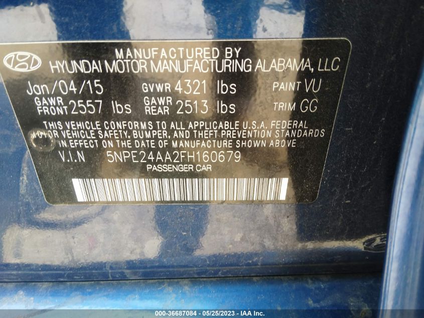 2015 HYUNDAI SONATA 1.6T ECO - 5NPE24AA2FH160679