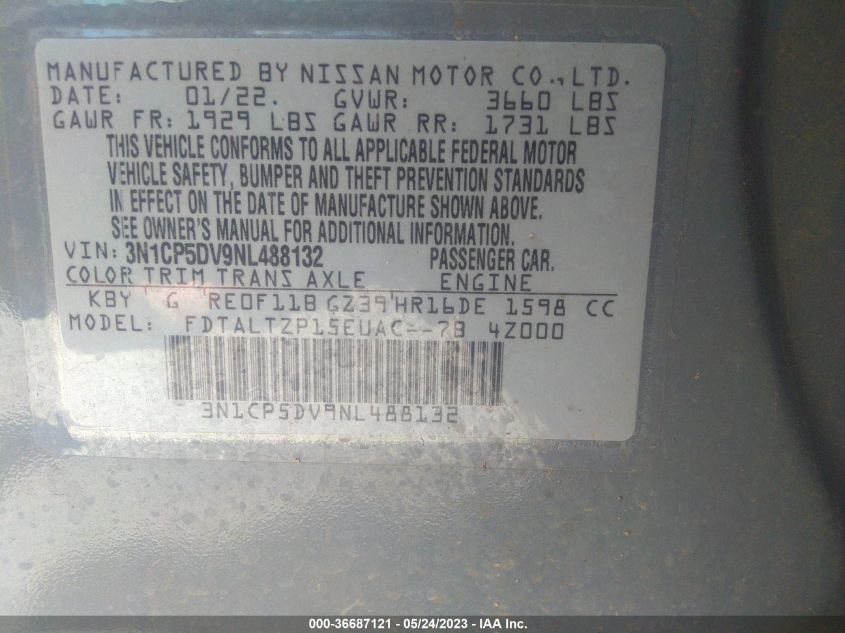 2022 NISSAN KICKS SR - 3N1CP5DV9NL488132