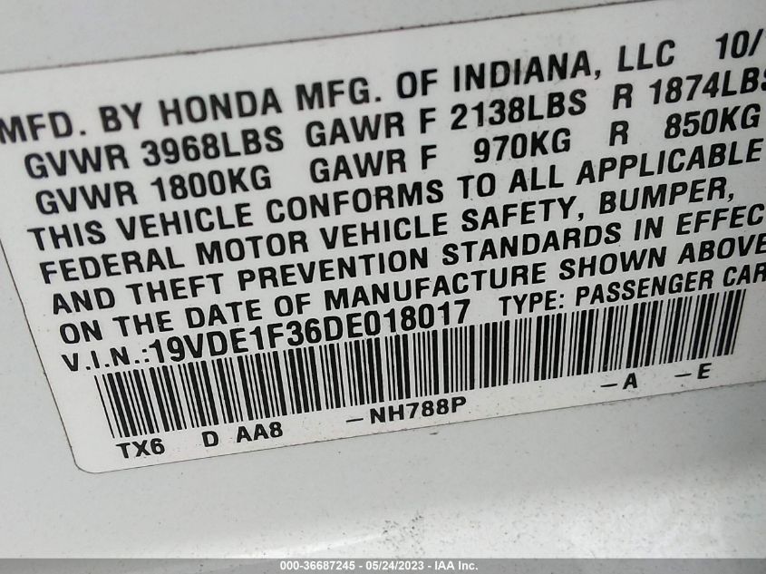 2013 ACURA ILX - 19VDE1F36DE018017
