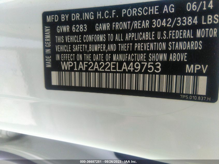 2014 PORSCHE CAYENNE DIESEL - WP1AF2A22ELA49753