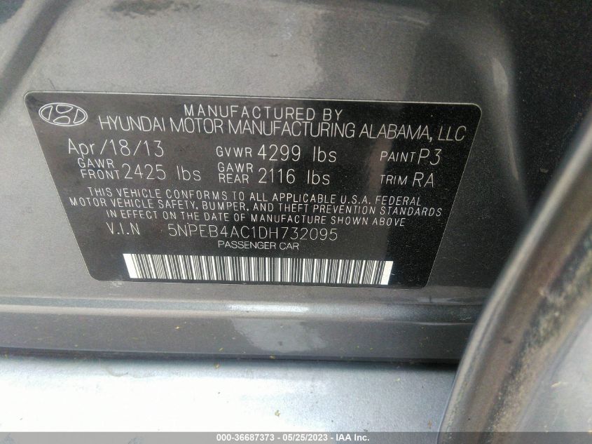 2013 HYUNDAI SONATA GLS - 5NPEB4AC1DH732095