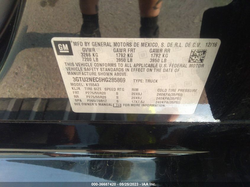 2017 GMC SIERRA 1500 SLT - 3GTU2NEC6HG285869