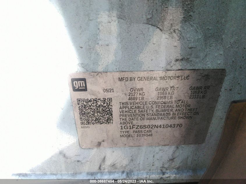 2022 CHEVROLET BOLT EUV PREMIER 1G1FZ6S02N4104370