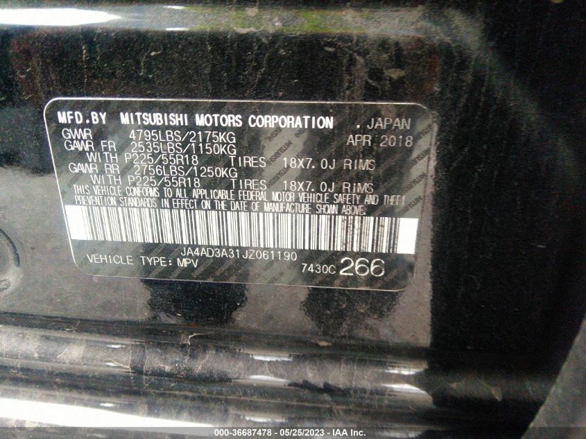 2018 MITSUBISHI OUTLANDER SE/SEL/LE - JA4AD3A31JZ061190