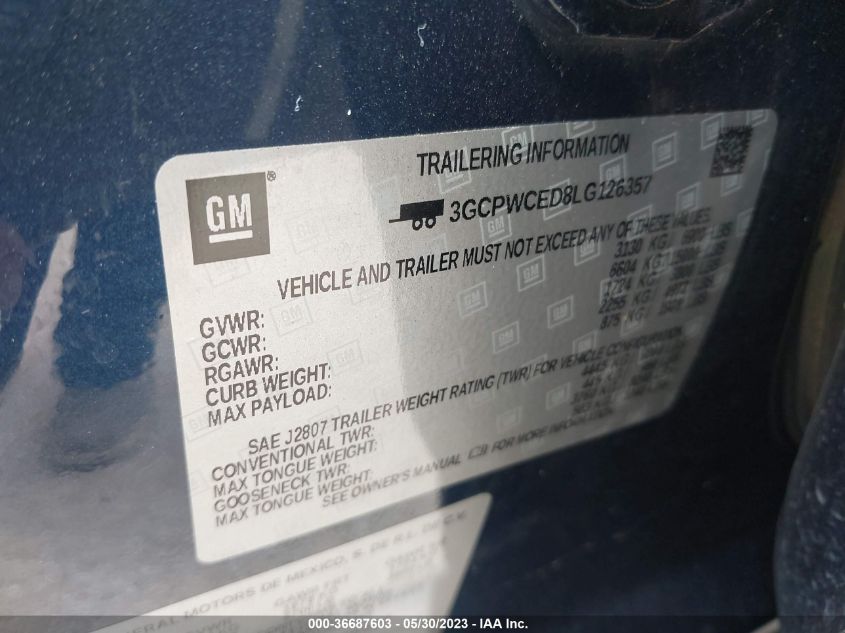 2020 CHEVROLET SILVERADO 1500 LT - 3GCPWCED8LG126357