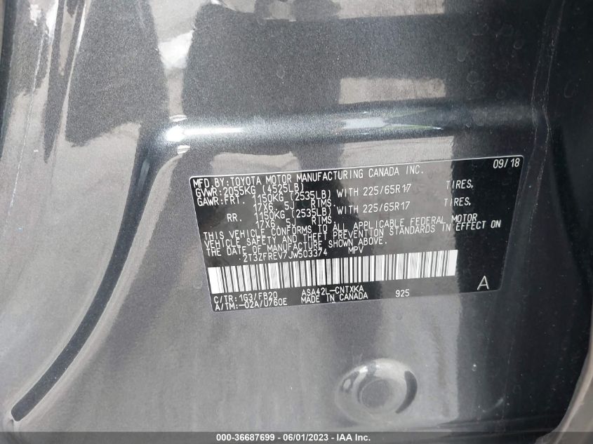 2018 TOYOTA RAV4 LE - 2T3ZFREV7JW503374