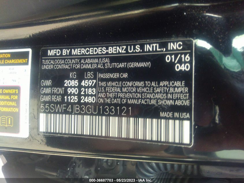 2016 MERCEDES-BENZ C-CLASS C 300 - 55SWF4JB3GU133121