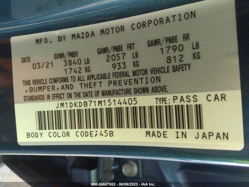 2021 MAZDA CX-3 SPORT - JM1DKDB71M1514405