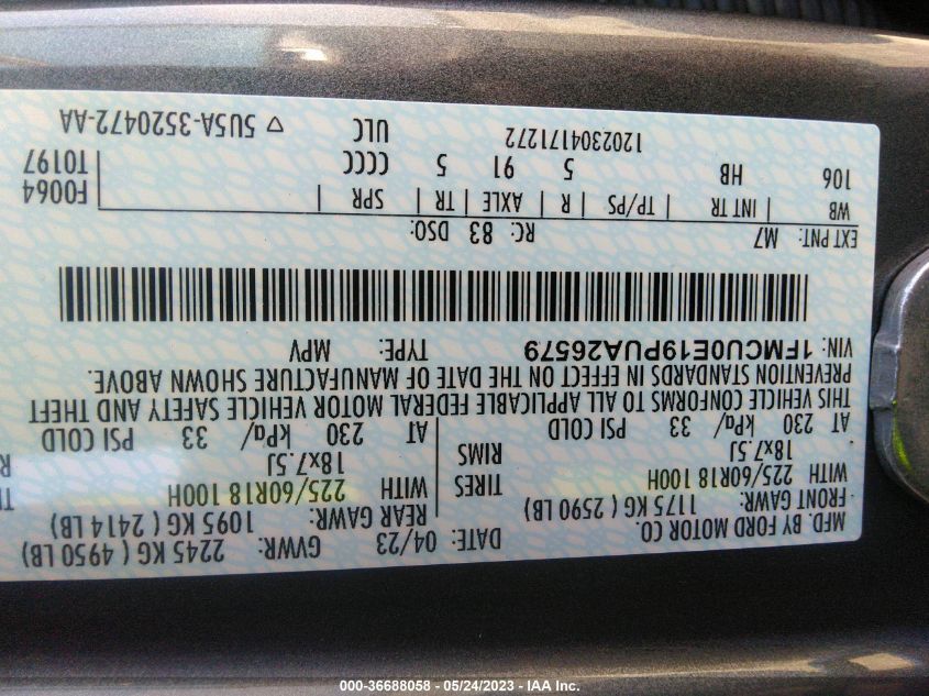 2023 FORD ESCAPE PHEV - 1FMCU0E19PUA26579