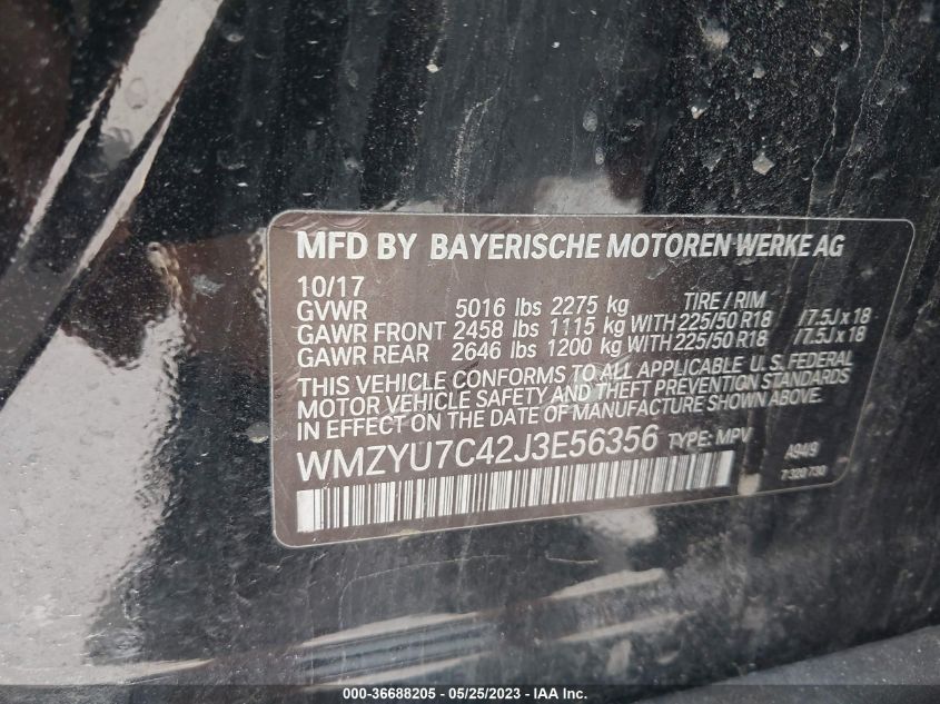 2018 MINI COUNTRYMAN COOPER S E WMZYU7C42J3E56356