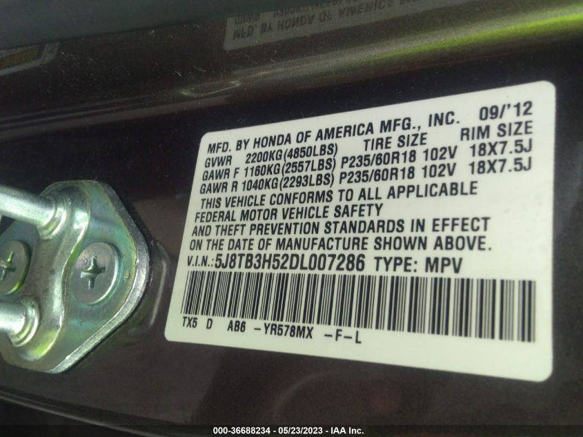 2013 ACURA RDX TECH PKG - 5J8TB3H52DL007286