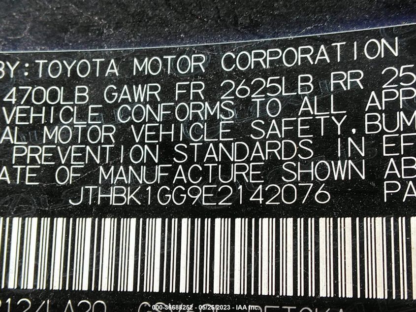 2014 LEXUS ES 350 - JTHBK1GG9E2142076