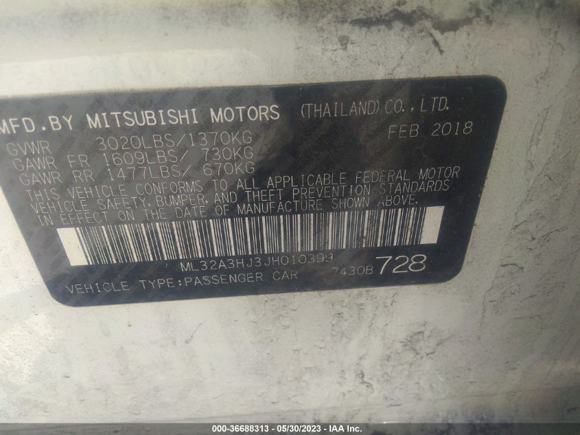 2018 MITSUBISHI MIRAGE ES - ML32A3HJ3JH010399