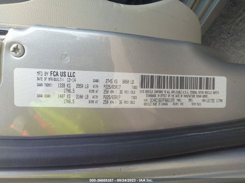 2015 CHRYSLER TOWN & COUNTRY TOURING - 2C4RC1BG7FR661375