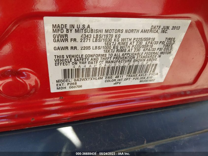 2013 MITSUBISHI OUTLANDER SPORT LE - 4A4AP5AU9DE023602