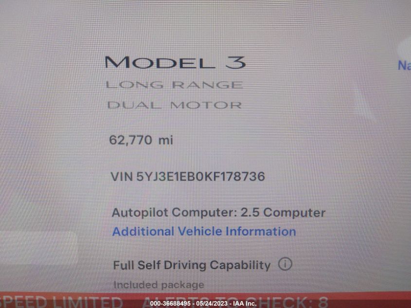 2019 TESLA MODEL 3 - 5YJ3E1EB0KF178736