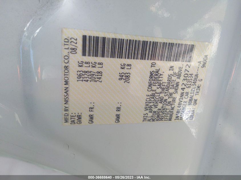 2022 NISSAN ALTIMA 2.5 S - 1N4BL4BV1NN423072