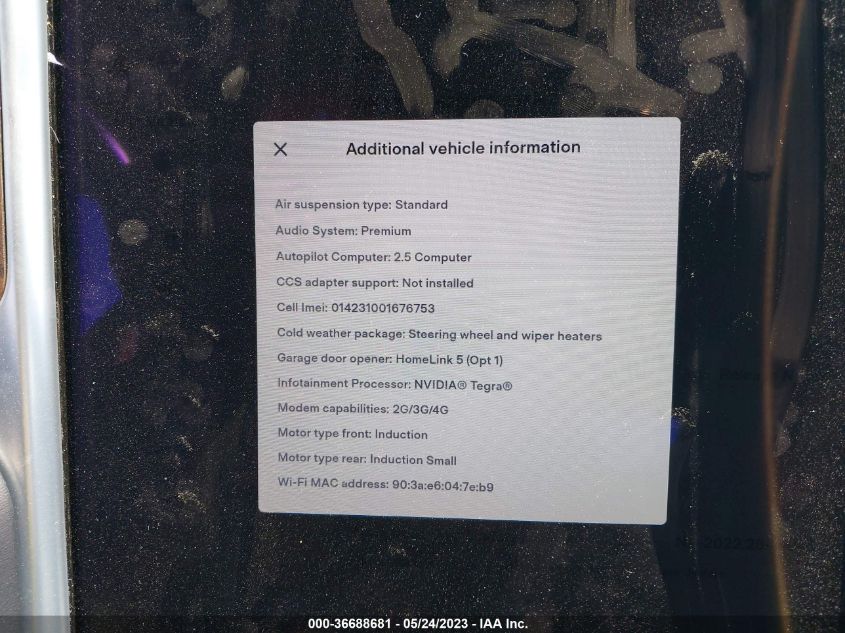 2017 TESLA MODEL S 100D/90D/75D/60D/P100D - 5YJSA1E22HF215849