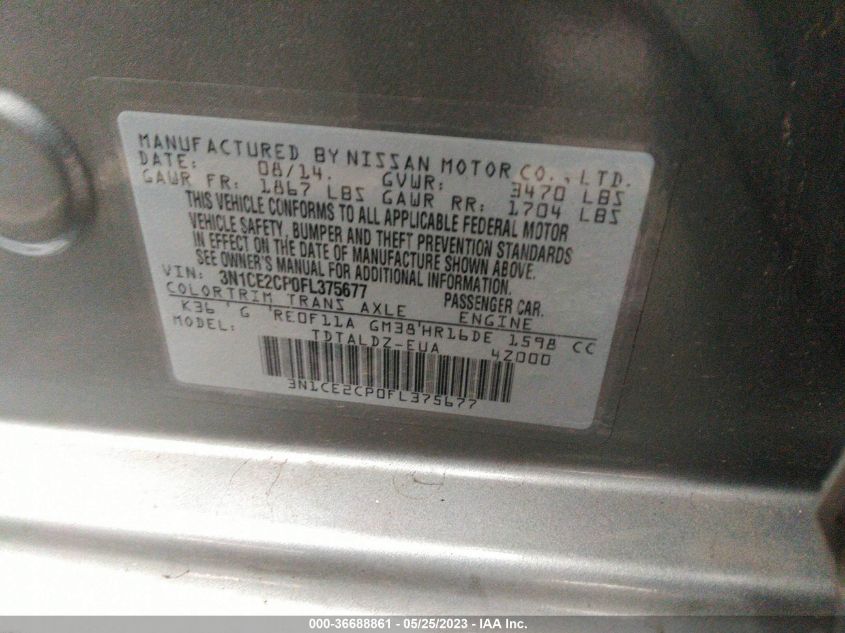 2015 NISSAN VERSA NOTE SV - 3N1CE2CP0FL375677