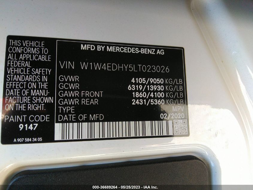 2020 MERCEDES-BENZ SPRINTER CARGO VAN - W1W4EDHY5LT023026