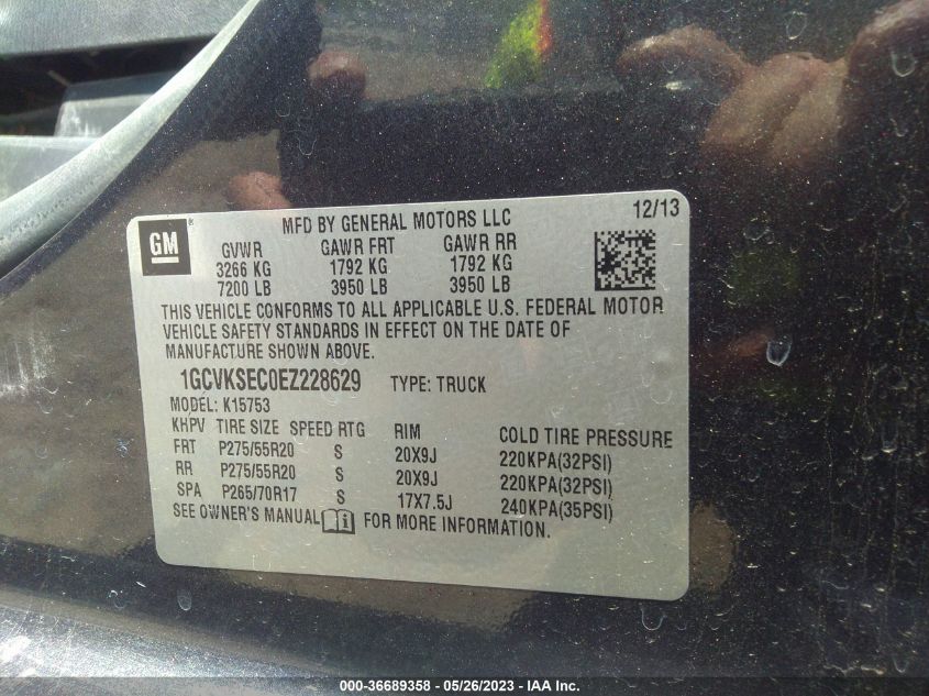 2014 CHEVROLET SILVERADO 1500 LTZ - 1GCVKSEC0EZ228629