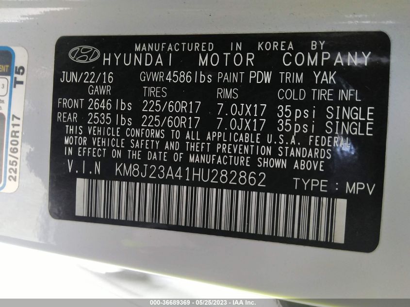 2017 HYUNDAI TUCSON SE - KM8J23A41HU282862