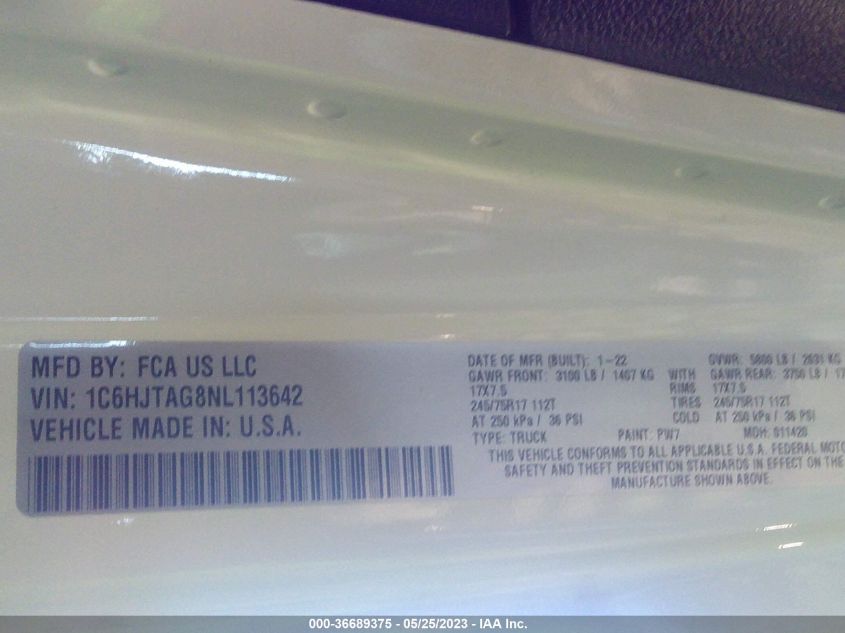 2022 JEEP GLADIATOR SPORT S - 1C6HJTAG8NL113642