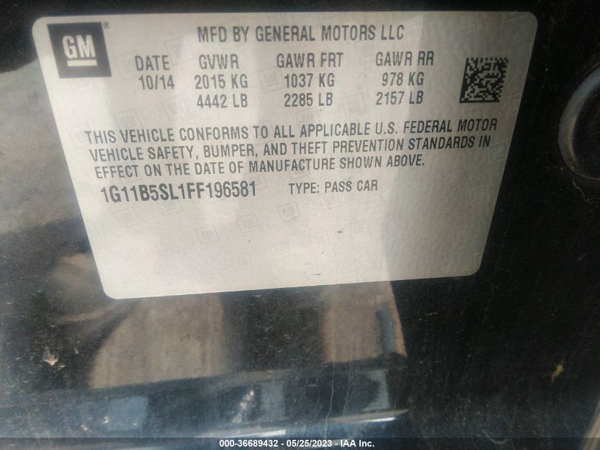 2015 CHEVROLET MALIBU LS - 1G11B5SL1FF196581