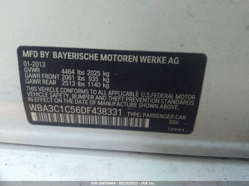 2013 BMW 3 SERIES 328I - WBA3C1C56DF438331