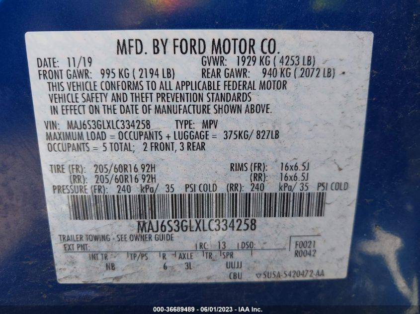 2020 FORD ECOSPORT SE - MAJ6S3GLXLC334258