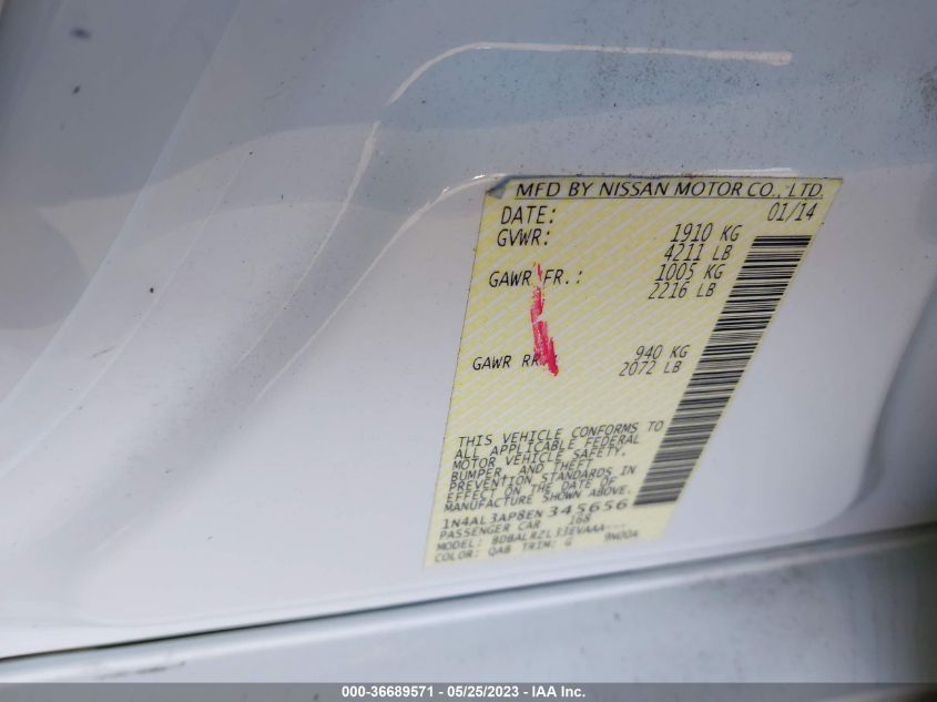 2014 NISSAN ALTIMA 2.5 S - 1N4AL3AP8EN345656